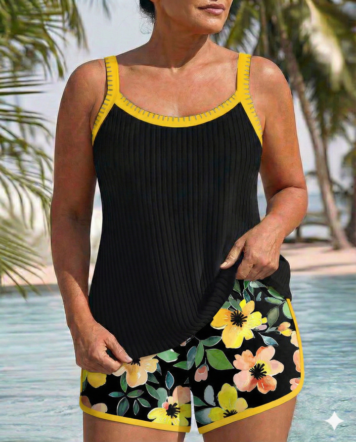 Maren | Floral Tankini Set with Boxer