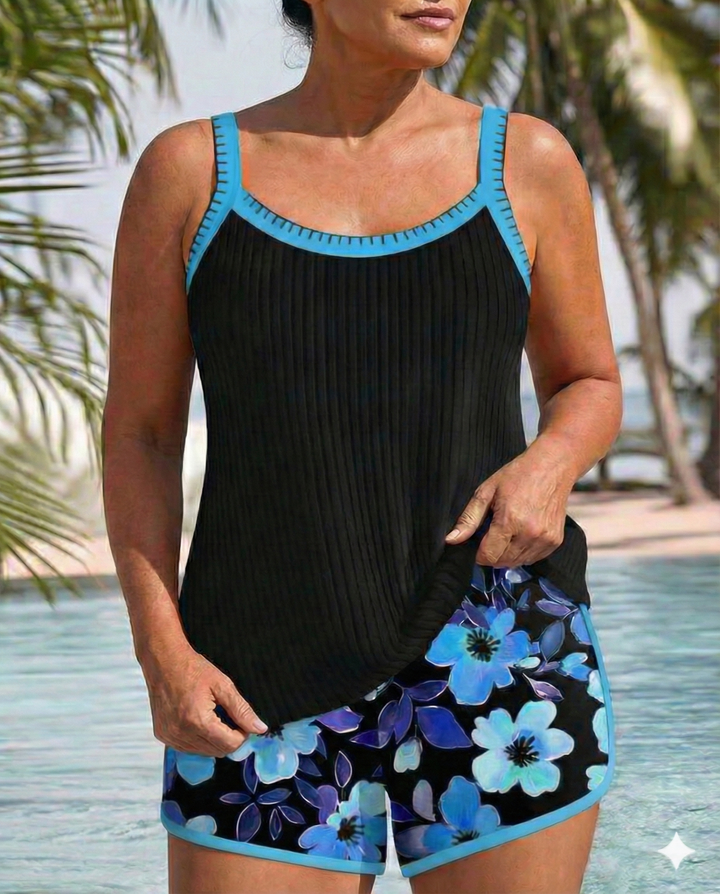 Maren | Floral Tankini Set with Boxer