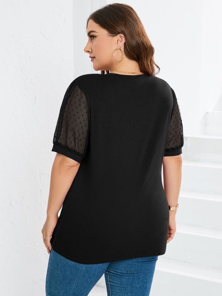 Amelia | Sheer Sleeve V-Neck Top