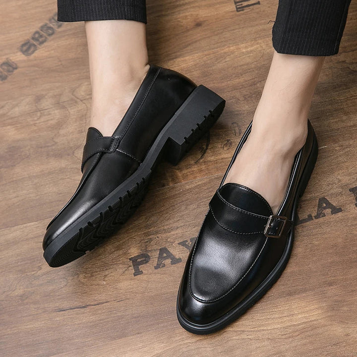 Maurice Allard Buckle Strap Leather Loafers