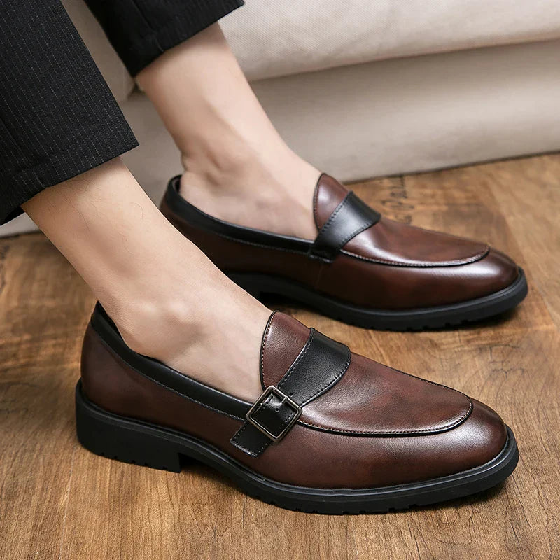 Maurice Allard Buckle Strap Leather Loafers