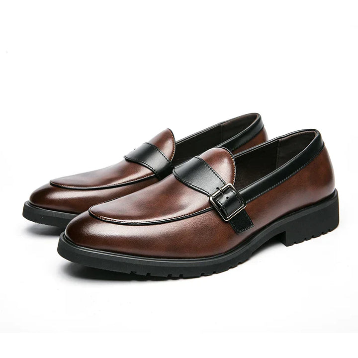 Maurice Allard Buckle Strap Leather Loafers