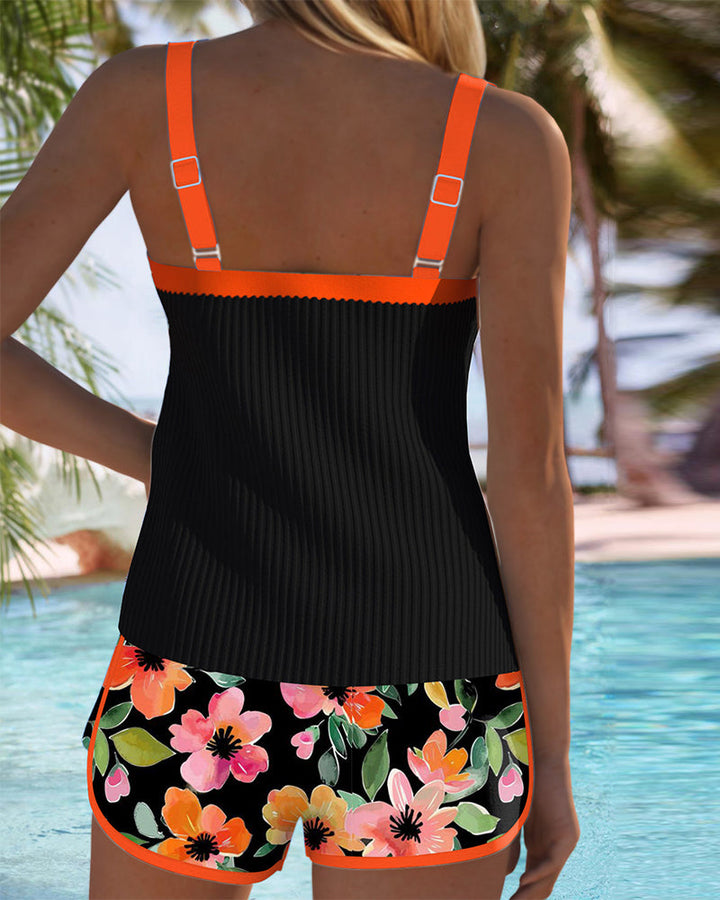 Maren | Floral Tankini Set with Boxer