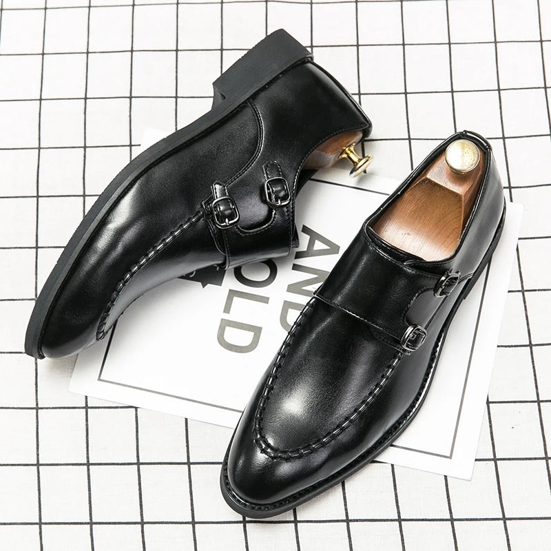 Bronzino Leather Double-monk Strap Shoes